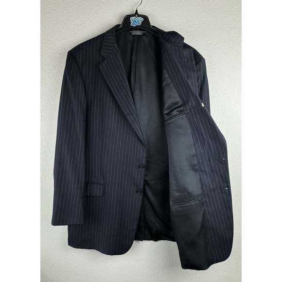 Gieves & Hawkes 48 Long Navy Blue Suit Jacket Blazer Wool Cashmere Striped - Picture 9 of 11